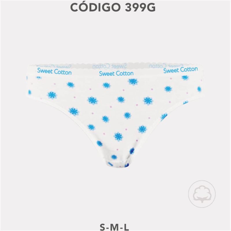 399G Bikini estampado 100% algodón con elástico visible - Sweet Cotton