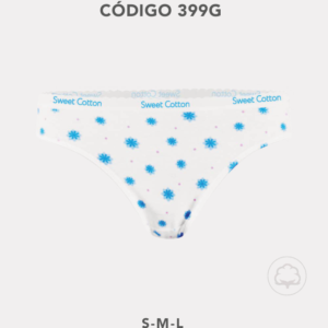 Sweet Cotton 399G - Bikini estampado 100% algodón con elástico visible