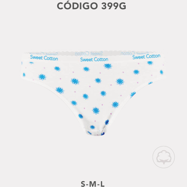 Sweet Cotton 399G - Bikini estampado 100% algodón con elástico visible