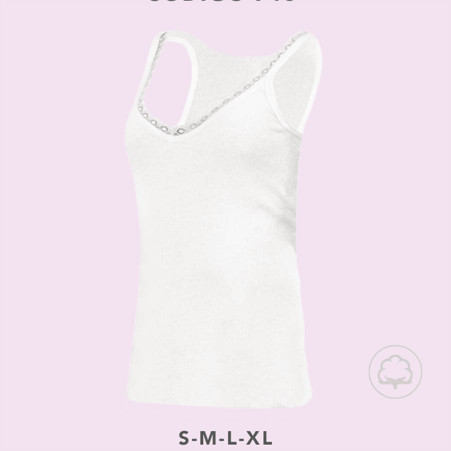 Sweet Cotton 713 - Camiseta tank top cuello "v" 100% algodón